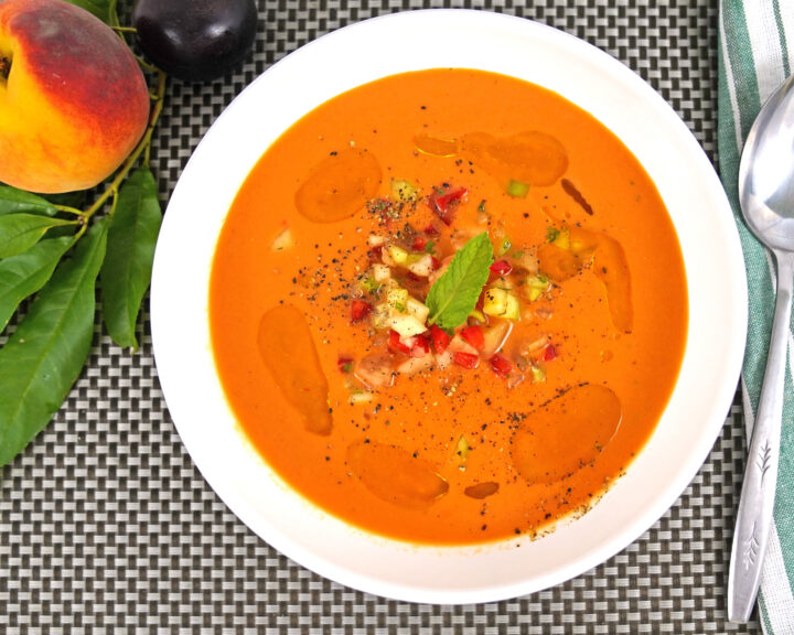 chilled gazpacho soup with fruit