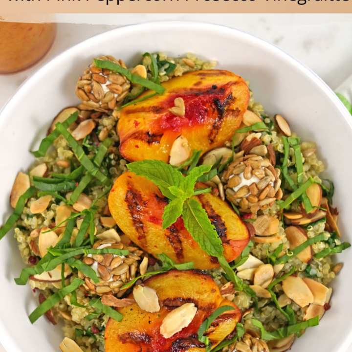 grilled peach quinoa bowl