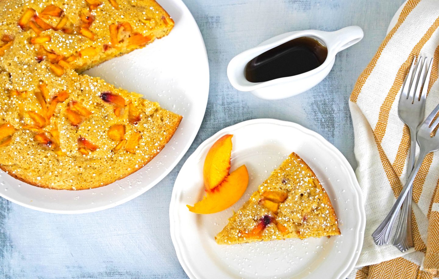 baked peach skillet pancake