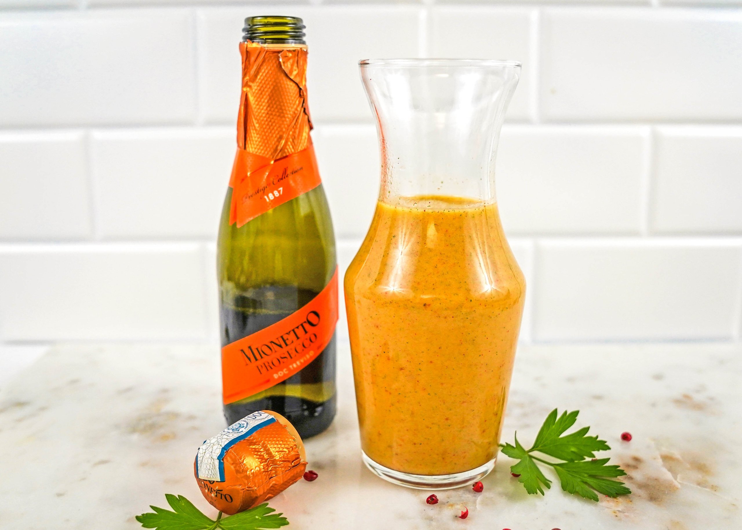 prosecco and pink peppercorn vinaigrette