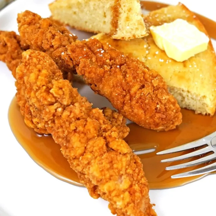 fried chicken and baked buttermilk pancake