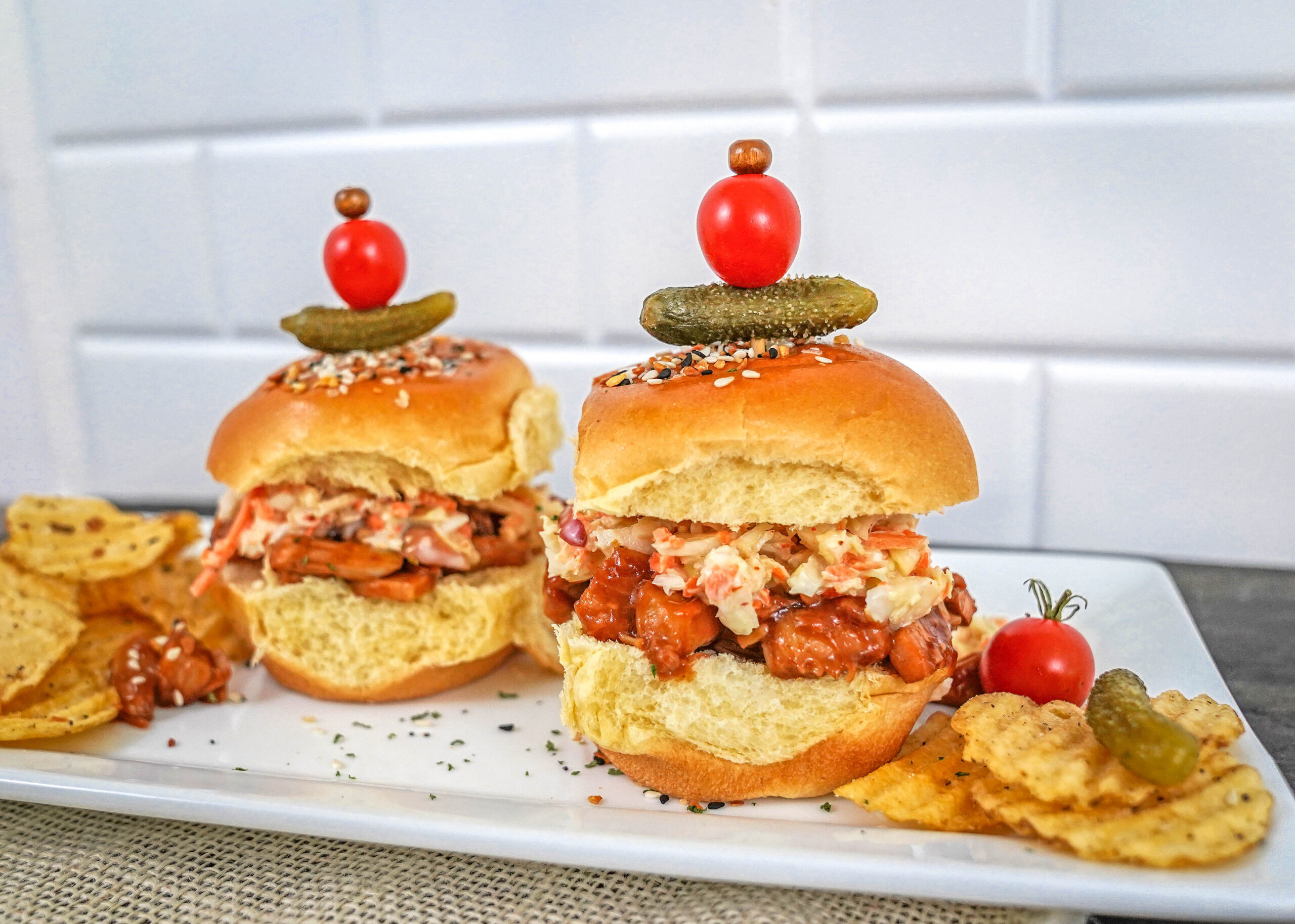 Jackfruit BBQ Sliders with Apple Coleslaw