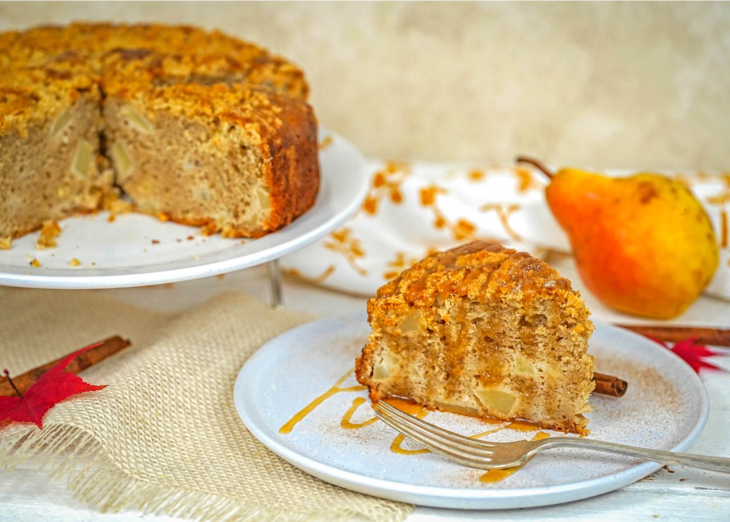 spiced pear coffee cake