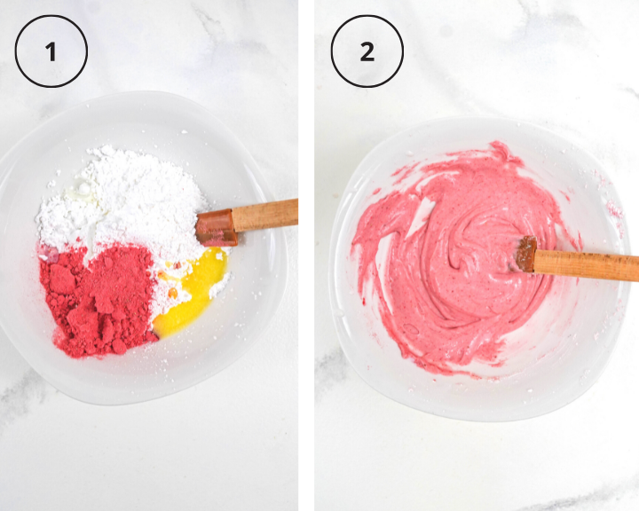 strawberry frosting with freeze dried strawberries