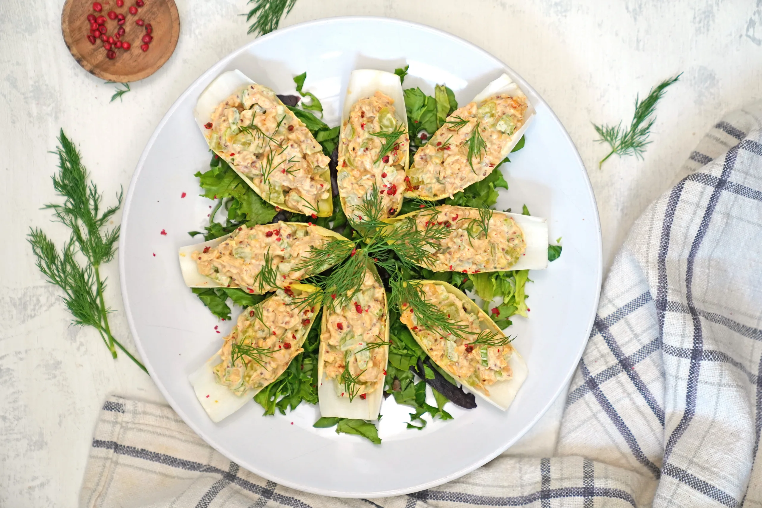 chickpea endive boats - cold appetizer for summer