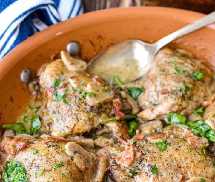 creamy bacon mushroom chicken thighs