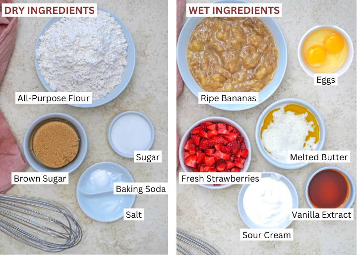 strawberry banana bread ingredients photo