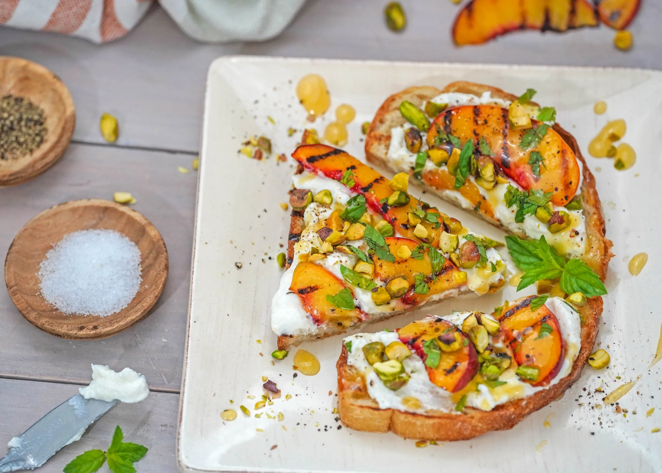 Ricotta Toast Recipe with Grilled Peaches