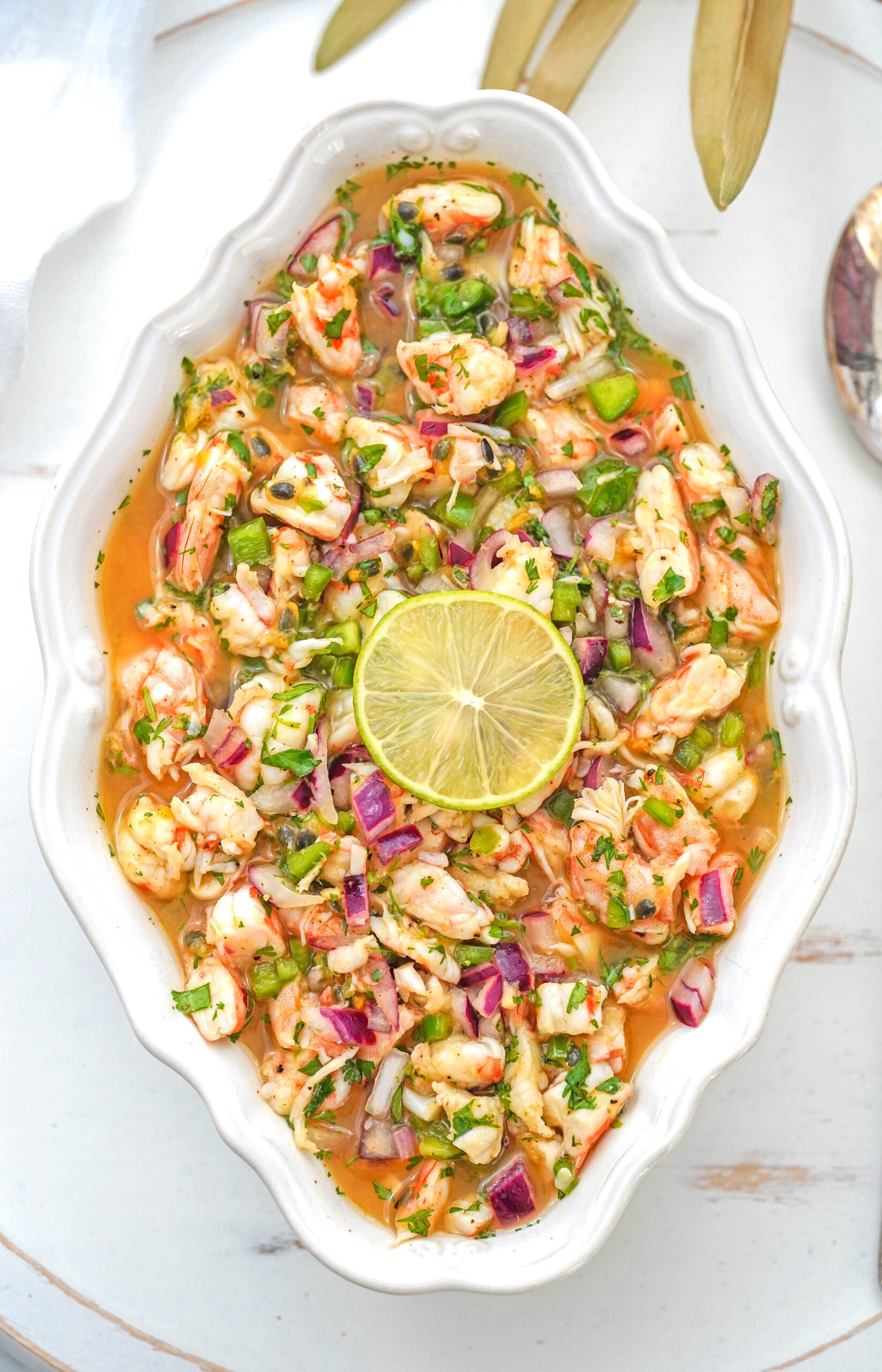 shrimp ceviche with passion fruit