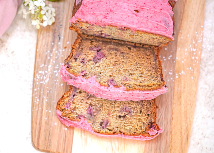 banana bread with fresh strawberries