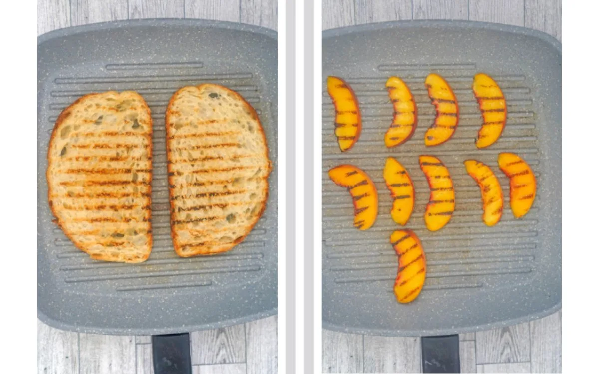 grilled peach ricotta toast- how to grill peaches