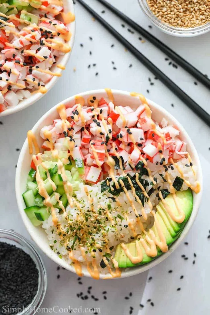 California roll sushi rice bowl