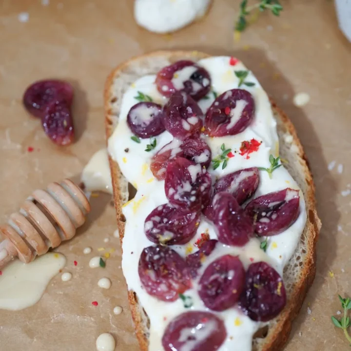 Roasted Grape Ricotta Toast