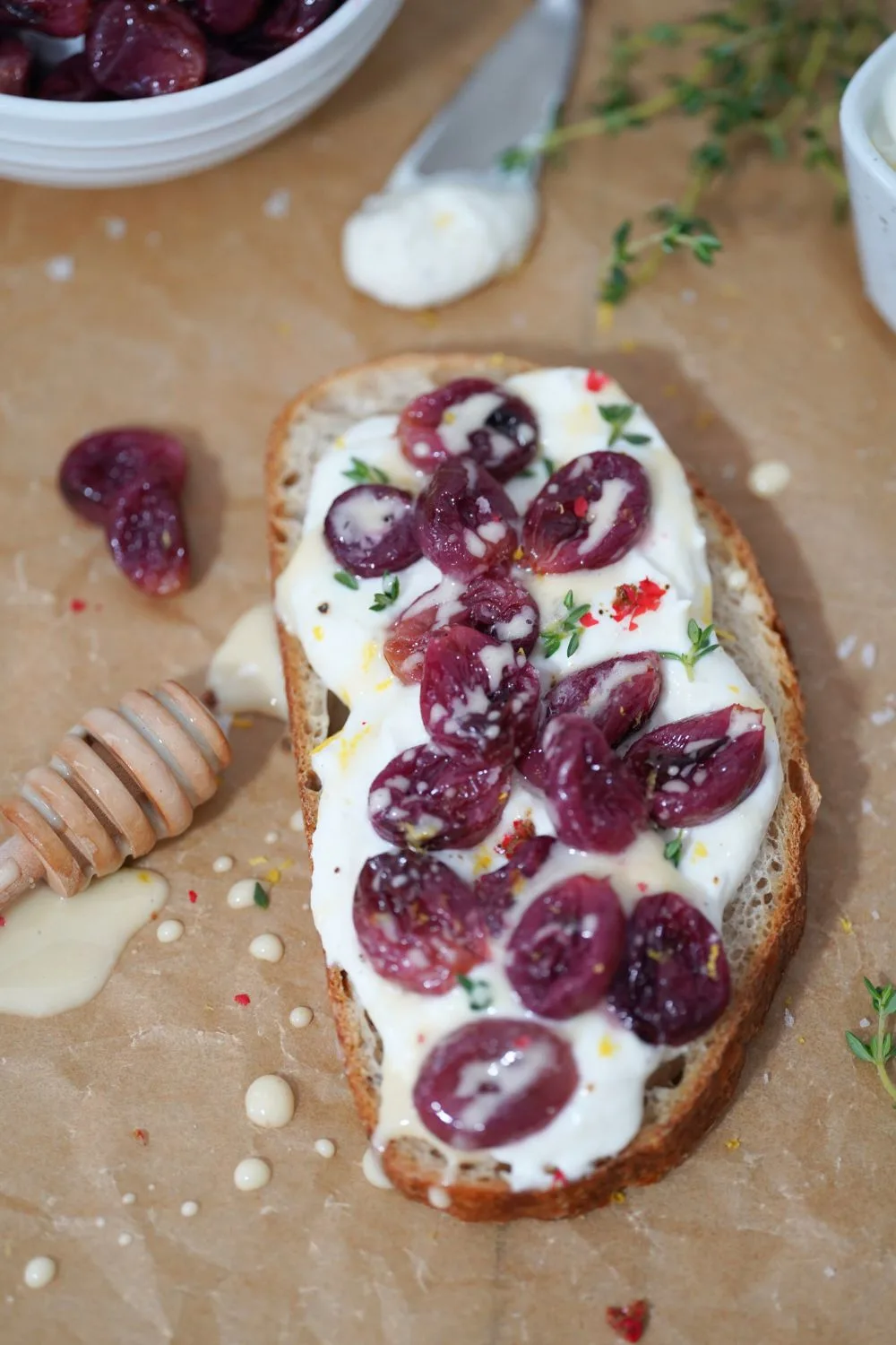 Roasted Grape Ricotta Toast